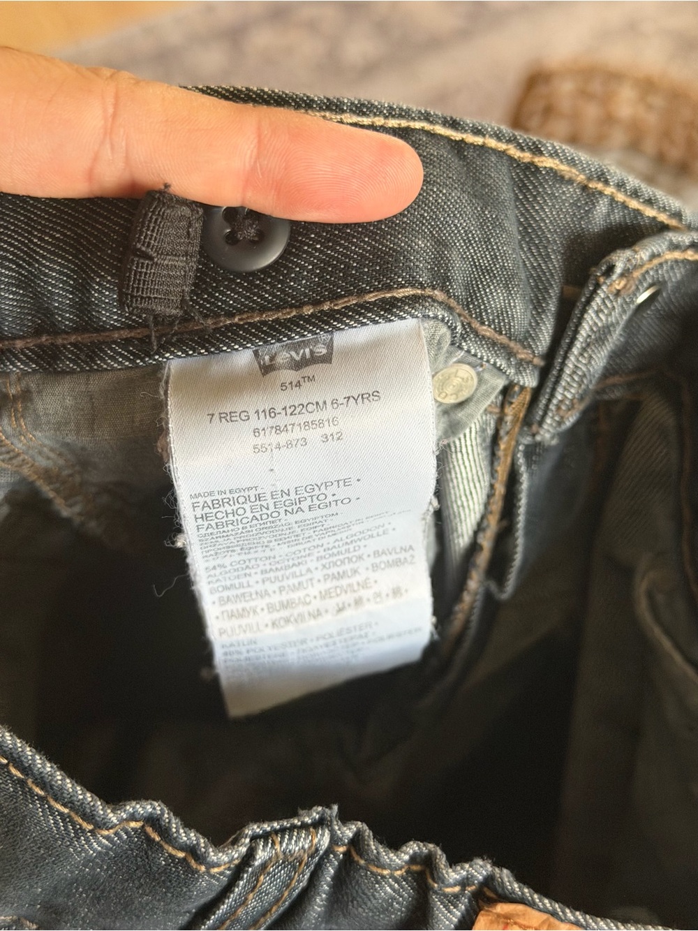 Levi’s 514 Boys Slim Straight Jeans Size 7 Regular Blue Distressed Denim - Picture 5 of 5